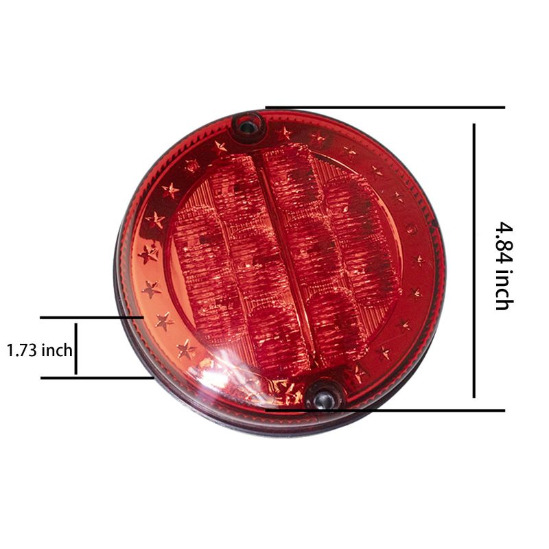 4.8-inch Silicone-sealed Red Round LED Trailer Tail Lights