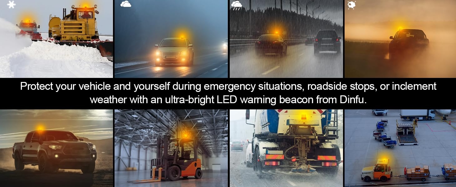 Magnetic Wireless Strobe Beacon Light, SB-C Rechargeable Safety Warning Flashing Light with 9 Modes, Waterproof Emergency Beacon for Vehicles, Construction, and Outdoor Use, Amber(图3)